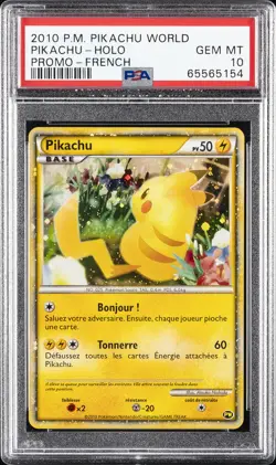 2010 POKEMON WORLD COLLECTION FRENCH PIKACHU-HOLO PSA 10 - Image 1