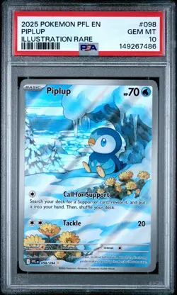 2025 POKEMON PFL EN-PHANTASMAL FLAMES ILLUSTRATION RARE #098 PIPLUP PSA 10 - Image 1