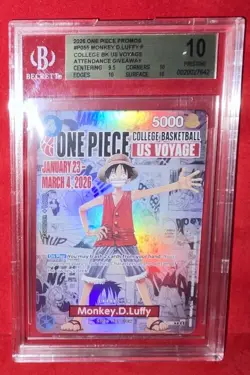 2026 Monkey D Luffy One Piece Promo College Basketball US Voyage BGS 10 PRISTINE - Image 1
