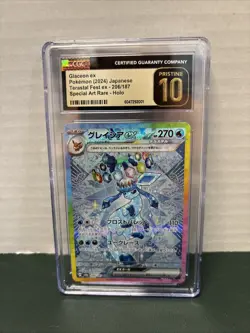 CGC PRISTINE 10 Glaceon ex SAR 206/187 Terastal Festival Pokemon Japanese 2024 - Image 1
