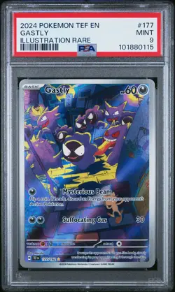 2024 POKEMON TEF EN-TEMPORAL FORCES ILLUSTRATION RARE #177 GASTLY PSA 9 - Image 1
