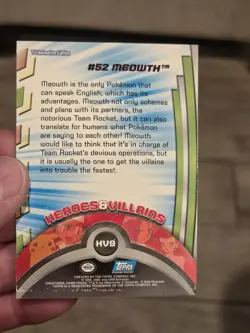 Topps Pokemon Tv Animation Series Heroes And Villains Meowth Hv9 NM - Image 2