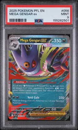 2025 POKEMON PFL EN-PHANTASMAL FLAMES #056 MEGA GENGAR EX PSA 9 56/94 - Image 1