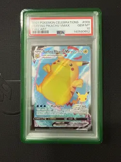 2021 Pokemon Celebrations Surfing Pikachu VMAX Full Art PSA 10 - Image 1