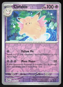 Clefable 036/165 Uncommon 151 Pokemon Reverse Holo Near Mint - Image 1