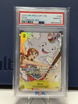 2025 One Piece Zeus Rare Alt Art Alternative #OP11-106 PSA 10 GEM MINT - Image 1