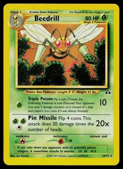 Pokemon Card Neo Discovery Beedrill 18/75 Rare - Image 1