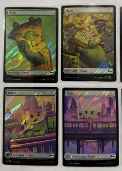 Magic The Gathering TMNT SURGE FOIL Pizza & Roof Top Land Set 10 Card Lot - Image 2