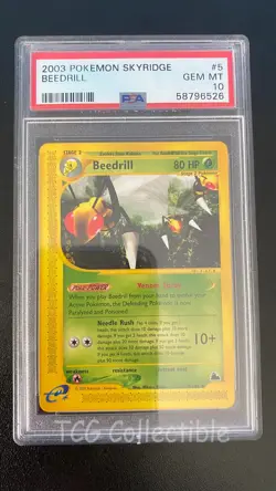 PSA 10 GEM MINT Beedrill 5 Rare 2003 Skyridge WOTC Pokemon Card - Image 1