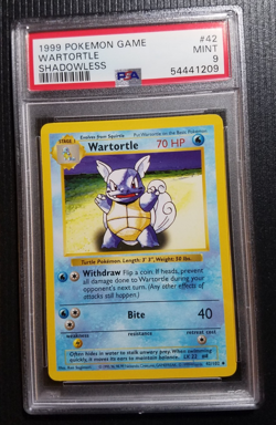 1999 POKEMON BASE SET SHADOWLESS #42/102 WARTORTLE PSA 9 MINT - Image 1