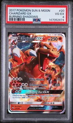 2017 Pokemon Sun & Moon Burning Shadows Charizard GX 20 FRESH GRADE PSA 4 VG-EX - Image 1