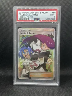 2019 Pokemon Sun & Moon FA / Jessie & James Hidden Fates PSA 9 Full Art - Image 1