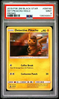 2019 POKEMON SM BLACK STAR PROMO #SM190 DET.PIKACHU-HOLO PROMO - Image 1