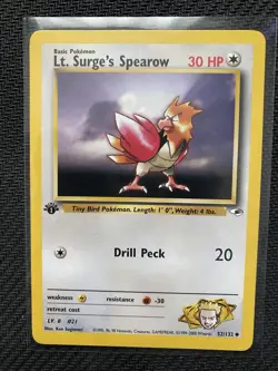 Pokemon TCG - 1st Edition Lt. Surge's Spearow 52/132 - Gym Heroes - Vintage 2000 - Image 1