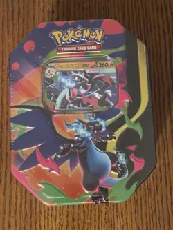 Sealed Pokemon TCG Mega Charizard X EX Tin 4 Booster Packs & Charizard Promo - Image 1