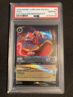 2025 DISNEY LORCANA EN D23 CARD IAGO OUT OF REACH PROMO #8 PSA 10 !!!LOW POP!!! - Image 1