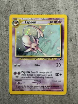 Pokemon Card TCG Espeon Neo Discovery Holo Rare 1/75 - LP - Image 1