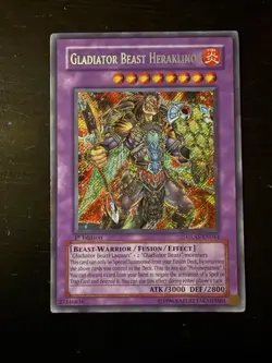 Yu-Gi-Oh! Gladiator Beast Heraklinos GLAS-EN044 Secret Rare 1st Edition - Image 1