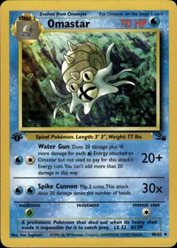 Omastar Uncommon Fossil 40/62 Water 1st Edition Pokemon Card - Image 1