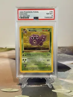 Pokemon Card 1st Edition Weezing - Fossil Set No. 45/62 - PSA 8 NM-MT - Image 1