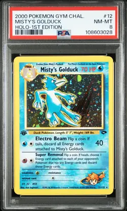 2000 Pokemon Gym Challenge #12 MISTY'S GOLDUCK Holo 1st First Edition PSA 8 Card - Image 1