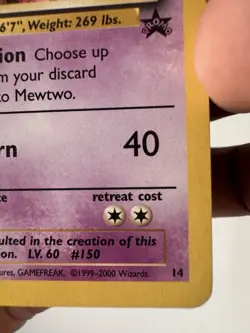 Mewtwo ⭐ 14 Wizards Black Star Promo Vintage WOTC 1999 Pokemon LP/MP - Image 5