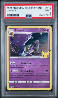 Lunala 2021 Pokemon Celebrations #015 PSA 9 - Image 1