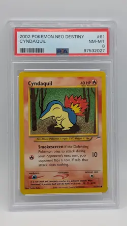 2002 Pokemon Neo Destiny Cyndaquil 61/105 PSA 8 NM-MT! - Image 1