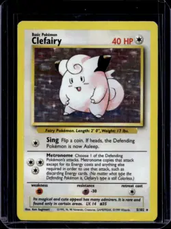 1999 Pokemon Unlimited Clefairy Rare Holo #5/102 - Image 1