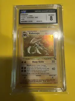 Pokemon Fossil Unlimited Kabutops CGC 8 NM Mint Holo Graded 1999 - Image 1
