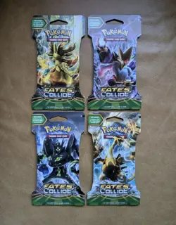 Pokemon Fates Collide Sleeved Booster Pack COMPLETE ART SET - 4 Packs SEALED - Image 1