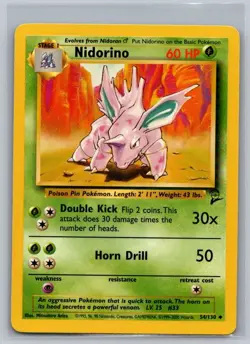 Nidorino 54/130 Uncommon Base Set 2 Pokemon Lightly Played - Image 1