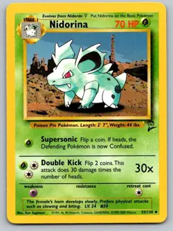 Nidorina 53/130 Uncommon Base Set 2 Pokemon Lightly Played - Image 1