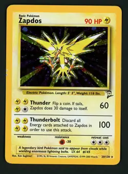 Zapdos MP 20/130 - Holo Rare Base Set 2 🏝 Pokemon 2000 WOTC - Image 1