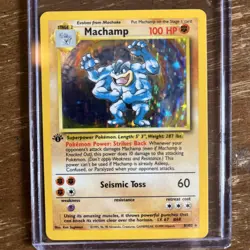 Pokemon Machamp 8/102 Base Set 1st Edition Holo Rare 1999 - Image 1