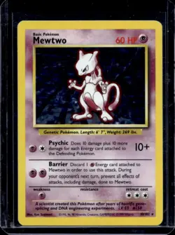 1999 Pokemon Unlimited Mewtwo Rare Holo #10/102 - Image 1