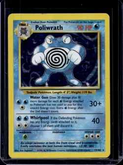 1999 Pokemon Unlimited Poliwrath Rare Holo #13/102 - Image 1