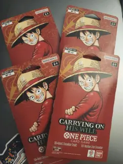 4x ENGLISH One Piece CCG: Carrying On His Will - Sleeved Booster Pack lot OP-13 - Image 1