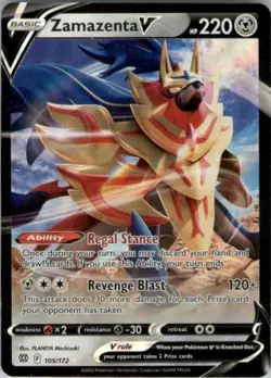 Zamazenta V Ultra Rare Prize Pack Series Cards 105/172 LP - Image 1