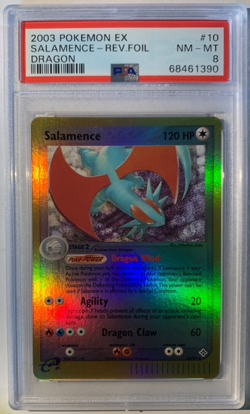 Pokemon PSA 8 Salamence Reverse Holo Foil 10/97 - EX Dragon Near Mint NM Card - Image 1
