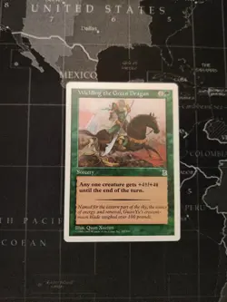 Wielding the Green Dragon x1 - Portal Three Kingdoms P3K - DINGED - MTG - Image 1