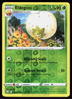 Eldegoss 015/072 Uncommon Shining Fates Pokemon Reverse Holo Lightly Played - Image 1