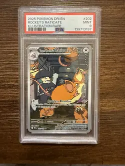 Pokemon PSA 9 Team Rocket's Raticate 202/182 Destined Rivals Illustration Rare - Image 1