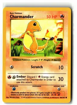 Charmander ⭐ 46/102 Vintage WOTC Base Set Shadowless 1999 Pokemon NM - Image 1