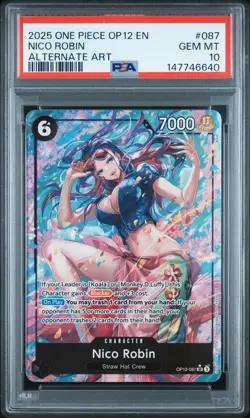 2025 ONE PIECE OP12-LEGACY OF THE MASTER ALTERNATE ART #087 NICO ROBIN PSA 10 - Image 1