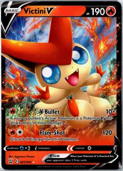 Pokemon Card - Victini V 021/163 Battle Styles V Rare Holo Near Mint - Image 1