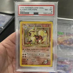 Blaine's Arcanine Holo Pokemon Card Unlimited Gym Challenge 1/132 PSA 8 NM-M - Image 1