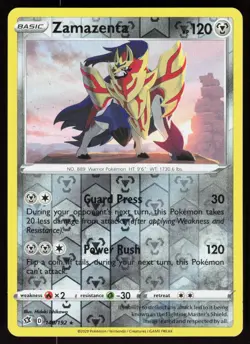 Zamazenta 140/192 Rare Rebel Clash Pokemon Reverse Holo Lightly Played - Image 1