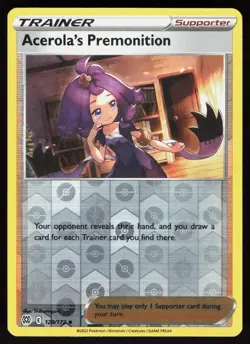 Acerola's Premonition 129/172 Uncommon Brilliant Stars Pokemon Reverse Holo LP - Image 1