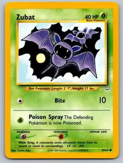 Zubat 59/64 Common Neo Revelation Pokemon Unlimited Near Mint - Image 1